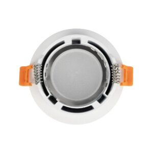 GLOBOSTAR® LAMDA 60894 Χωνευτή Στρόγγυλη Βάση Σποτ Οροφής/Μπάνιου για Λάμπα MR16/GU10 Αδιάβροχο IP65 – Λευκό Αλουμίνιο & Λευκό Γυαλί – Φ8.5 x Υ3.5cm / Q7.5cm
