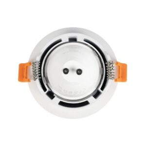 GLOBOSTAR® LAMDA 60894 Χωνευτή Στρόγγυλη Βάση Σποτ Οροφής/Μπάνιου για Λάμπα MR16/GU10 Αδιάβροχο IP65 – Λευκό Αλουμίνιο & Λευκό Γυαλί – Φ8.5 x Υ3.5cm / Q7.5cm