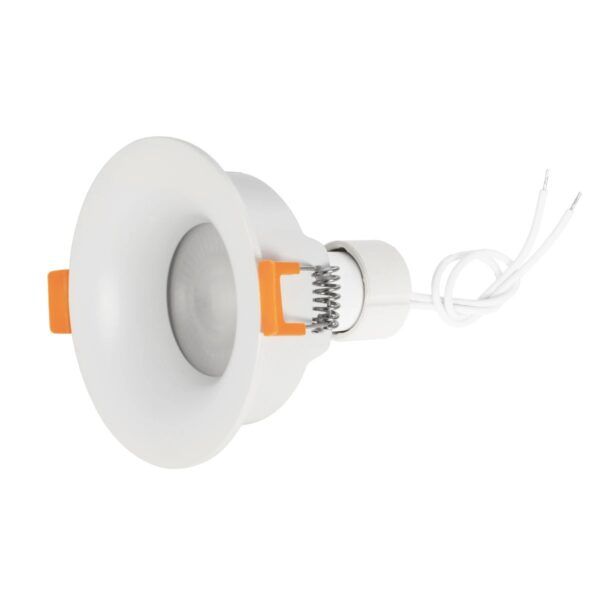 GLOBOSTAR® LAMDA 60894 Χωνευτή Στρόγγυλη Βάση Σποτ Οροφής/Μπάνιου για Λάμπα MR16/GU10 Αδιάβροχο IP65 – Λευκό Αλουμίνιο & Λευκό Γυαλί – Φ8.5 x Υ3.5cm / Q7.5cm