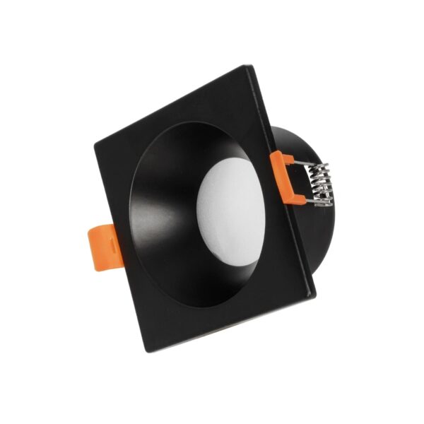 GLOBOSTAR® EPSILON 60895 Χωνευτή Τετράγωνη Βάση Σποτ Οροφής/Μπάνιου για Λάμπα MR16/GU10 Αδιάβροχο IP65 – Μαύρο Αλουμίνιο & Λευκό Γυαλί – Φ8.5 x Υ4.4cm / Q7.5 x 7.5cm