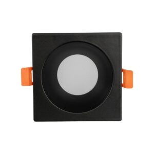 GLOBOSTAR® EPSILON 60895 Χωνευτή Τετράγωνη Βάση Σποτ Οροφής/Μπάνιου για Λάμπα MR16/GU10 Αδιάβροχο IP65 – Μαύρο Αλουμίνιο & Λευκό Γυαλί – Φ8.5 x Υ4.4cm / Q7.5 x 7.5cm