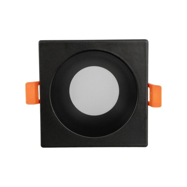 GLOBOSTAR® EPSILON 60895 Χωνευτή Τετράγωνη Βάση Σποτ Οροφής/Μπάνιου για Λάμπα MR16/GU10 Αδιάβροχο IP65 – Μαύρο Αλουμίνιο & Λευκό Γυαλί – Φ8.5 x Υ4.4cm / Q7.5 x 7.5cm