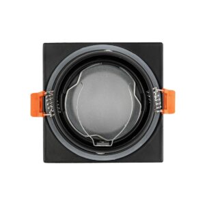 GLOBOSTAR® EPSILON 60895 Χωνευτή Τετράγωνη Βάση Σποτ Οροφής/Μπάνιου για Λάμπα MR16/GU10 Αδιάβροχο IP65 – Μαύρο Αλουμίνιο & Λευκό Γυαλί – Φ8.5 x Υ4.4cm / Q7.5 x 7.5cm