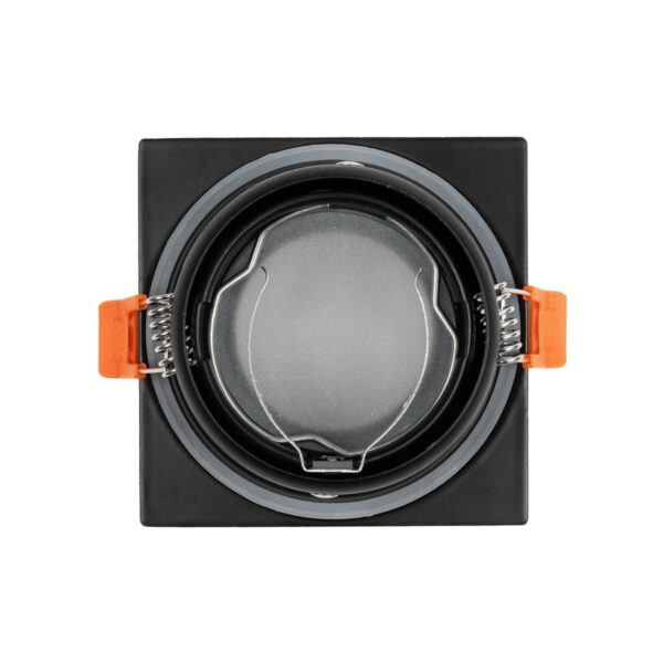 GLOBOSTAR® EPSILON 60895 Χωνευτή Τετράγωνη Βάση Σποτ Οροφής/Μπάνιου για Λάμπα MR16/GU10 Αδιάβροχο IP65 – Μαύρο Αλουμίνιο & Λευκό Γυαλί – Φ8.5 x Υ4.4cm / Q7.5 x 7.5cm