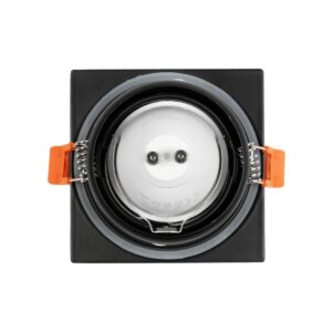 GLOBOSTAR® EPSILON 60895 Χωνευτή Τετράγωνη Βάση Σποτ Οροφής/Μπάνιου για Λάμπα MR16/GU10 Αδιάβροχο IP65 – Μαύρο Αλουμίνιο & Λευκό Γυαλί – Φ8.5 x Υ4.4cm / Q7.5 x 7.5cm