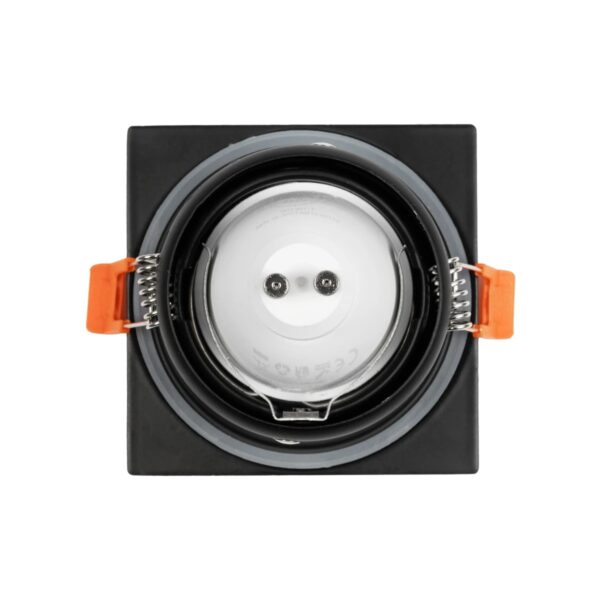 GLOBOSTAR® EPSILON 60895 Χωνευτή Τετράγωνη Βάση Σποτ Οροφής/Μπάνιου για Λάμπα MR16/GU10 Αδιάβροχο IP65 – Μαύρο Αλουμίνιο & Λευκό Γυαλί – Φ8.5 x Υ4.4cm / Q7.5 x 7.5cm
