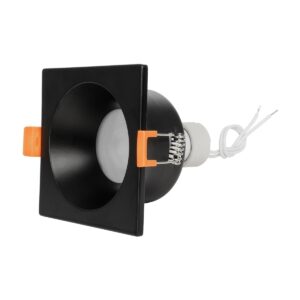 GLOBOSTAR® EPSILON 60895 Χωνευτή Τετράγωνη Βάση Σποτ Οροφής/Μπάνιου για Λάμπα MR16/GU10 Αδιάβροχο IP65 – Μαύρο Αλουμίνιο & Λευκό Γυαλί – Φ8.5 x Υ4.4cm / Q7.5 x 7.5cm