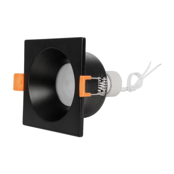 GLOBOSTAR® EPSILON 60895 Χωνευτή Τετράγωνη Βάση Σποτ Οροφής/Μπάνιου για Λάμπα MR16/GU10 Αδιάβροχο IP65 – Μαύρο Αλουμίνιο & Λευκό Γυαλί – Φ8.5 x Υ4.4cm / Q7.5 x 7.5cm