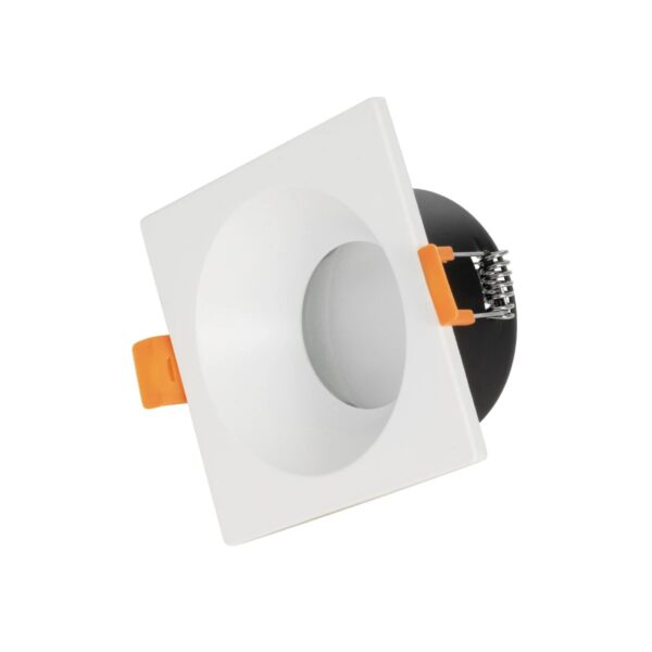 GLOBOSTAR® EPSILON 60896 Χωνευτή Τετράγωνη Βάση Σποτ Οροφής/Μπάνιου για Λάμπα MR16/GU10 Αδιάβροχο IP65 – Λευκό Αλουμίνιο & Λευκό Γυαλί – Φ8.5 x Υ4.4cm / Q7.5 x 7.5cm