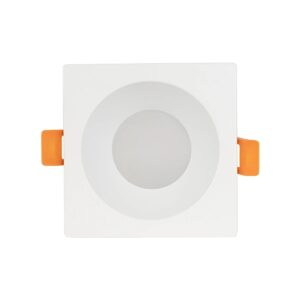 GLOBOSTAR® EPSILON 60896 Χωνευτή Τετράγωνη Βάση Σποτ Οροφής/Μπάνιου για Λάμπα MR16/GU10 Αδιάβροχο IP65 – Λευκό Αλουμίνιο & Λευκό Γυαλί – Φ8.5 x Υ4.4cm / Q7.5 x 7.5cm