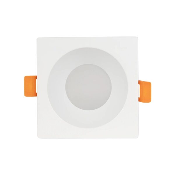 GLOBOSTAR® EPSILON 60896 Χωνευτή Τετράγωνη Βάση Σποτ Οροφής/Μπάνιου για Λάμπα MR16/GU10 Αδιάβροχο IP65 – Λευκό Αλουμίνιο & Λευκό Γυαλί – Φ8.5 x Υ4.4cm / Q7.5 x 7.5cm