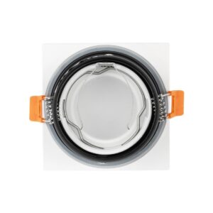 GLOBOSTAR® EPSILON 60896 Χωνευτή Τετράγωνη Βάση Σποτ Οροφής/Μπάνιου για Λάμπα MR16/GU10 Αδιάβροχο IP65 – Λευκό Αλουμίνιο & Λευκό Γυαλί – Φ8.5 x Υ4.4cm / Q7.5 x 7.5cm