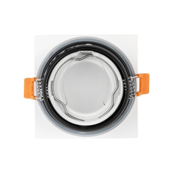 GLOBOSTAR® EPSILON 60896 Χωνευτή Τετράγωνη Βάση Σποτ Οροφής/Μπάνιου για Λάμπα MR16/GU10 Αδιάβροχο IP65 – Λευκό Αλουμίνιο & Λευκό Γυαλί – Φ8.5 x Υ4.4cm / Q7.5 x 7.5cm