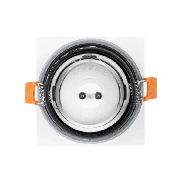 GLOBOSTAR® EPSILON 60896 Χωνευτή Τετράγωνη Βάση Σποτ Οροφής/Μπάνιου για Λάμπα MR16/GU10 Αδιάβροχο IP65 – Λευκό Αλουμίνιο & Λευκό Γυαλί – Φ8.5 x Υ4.4cm / Q7.5 x 7.5cm