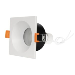 GLOBOSTAR® EPSILON 60896 Χωνευτή Τετράγωνη Βάση Σποτ Οροφής/Μπάνιου για Λάμπα MR16/GU10 Αδιάβροχο IP65 – Λευκό Αλουμίνιο & Λευκό Γυαλί – Φ8.5 x Υ4.4cm / Q7.5 x 7.5cm