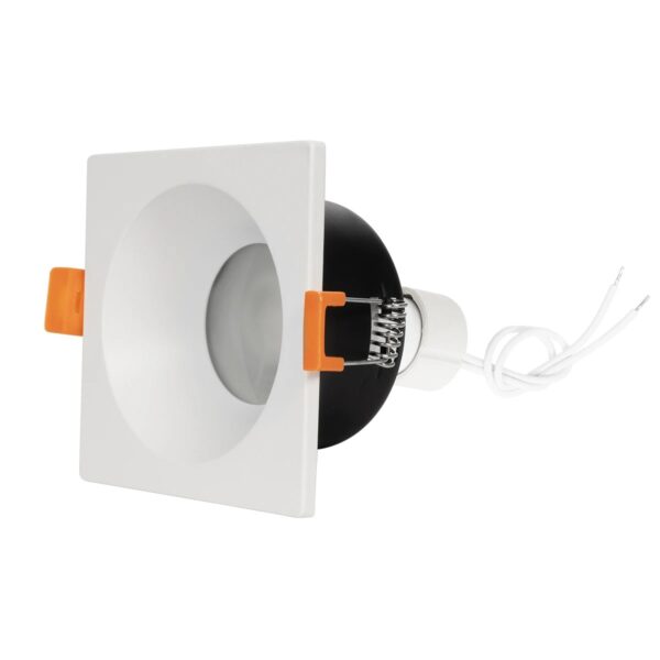 GLOBOSTAR® EPSILON 60896 Χωνευτή Τετράγωνη Βάση Σποτ Οροφής/Μπάνιου για Λάμπα MR16/GU10 Αδιάβροχο IP65 – Λευκό Αλουμίνιο & Λευκό Γυαλί – Φ8.5 x Υ4.4cm / Q7.5 x 7.5cm