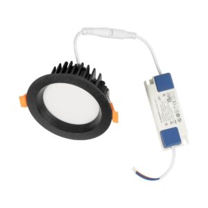 GLOBOSTAR® WATERA 60897 Χωνευτό Downlight Σποτ Panel Μπάνιου & WC LED 12W 1500lm 120° AC 220-240V Αδιάβροχο IP54 Ρυθμιζόμενο Λευκό CCT με Διακόπτη στο Σώμα 2700K/4500K/6000K Dimmable – Lumileds SMD Chip & TÜV SÜD Driver – Μαύρο Ματ – Μ10.8 x Π10.8 x Υ3.2cm / Q9cm – 3 Χρόνια Εγγύηση