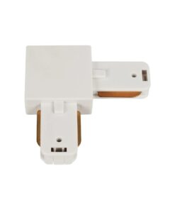 GLOBOSTAR® EUROTRACK-1PH 60906 Μονοφασικός Σύνδεσμος Γ Ράγας 2 Καλωδίων 1L+1N για Σύστημα Ράγας Eurotrack-1PH AC 220-240V IP20 – Λευκό Ματ – Μ6.5 x Π6.5 x Υ1.6cm