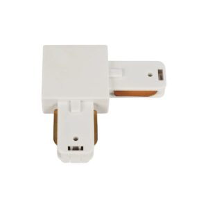 GLOBOSTAR® EUROTRACK-1PH 60906 Μονοφασικός Σύνδεσμος Γ Ράγας 2 Καλωδίων 1L+1N για Σύστημα Ράγας Eurotrack-1PH AC 220-240V IP20 – Λευκό Ματ – Μ6.5 x Π6.5 x Υ1.6cm