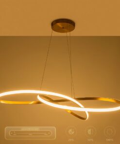 GLOBOSTAR® DEXTER 60920 Μοντέρνο Κρεμαστό Φωτιστικό Οροφής LED 120W 13440lm 300° AC 220-240V IP20 Ρυθμιζόμενο Λευκό CCT με Χειριστήριο από 2700K έως 6000K Dimmable – Lumileds SMD Chip – Χρυσό Βούρτσας – Μ103 x Π103 x Υ30cm – 3 Χρόνια Εγγύηση