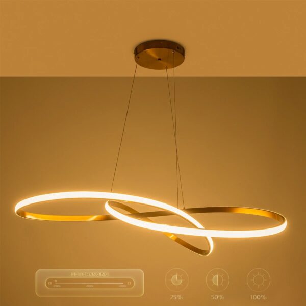 GLOBOSTAR® DEXTER 60920 Μοντέρνο Κρεμαστό Φωτιστικό Οροφής LED 120W 13440lm 300° AC 220-240V IP20 Ρυθμιζόμενο Λευκό CCT με Χειριστήριο από 2700K έως 6000K Dimmable – Lumileds SMD Chip – Χρυσό Βούρτσας – Μ103 x Π103 x Υ30cm – 3 Χρόνια Εγγύηση