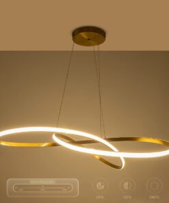 GLOBOSTAR® DEXTER 60920 Μοντέρνο Κρεμαστό Φωτιστικό Οροφής LED 120W 13440lm 300° AC 220-240V IP20 Ρυθμιζόμενο Λευκό CCT με Χειριστήριο από 2700K έως 6000K Dimmable – Lumileds SMD Chip – Χρυσό Βούρτσας – Μ103 x Π103 x Υ30cm – 3 Χρόνια Εγγύηση