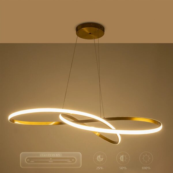 GLOBOSTAR® DEXTER 60920 Μοντέρνο Κρεμαστό Φωτιστικό Οροφής LED 120W 13440lm 300° AC 220-240V IP20 Ρυθμιζόμενο Λευκό CCT με Χειριστήριο από 2700K έως 6000K Dimmable – Lumileds SMD Chip – Χρυσό Βούρτσας – Μ103 x Π103 x Υ30cm – 3 Χρόνια Εγγύηση