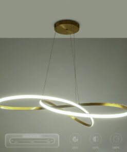 GLOBOSTAR® DEXTER 60920 Μοντέρνο Κρεμαστό Φωτιστικό Οροφής LED 120W 13440lm 300° AC 220-240V IP20 Ρυθμιζόμενο Λευκό CCT με Χειριστήριο από 2700K έως 6000K Dimmable – Lumileds SMD Chip – Χρυσό Βούρτσας – Μ103 x Π103 x Υ30cm – 3 Χρόνια Εγγύηση