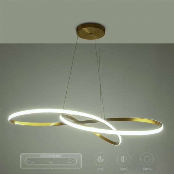 GLOBOSTAR® DEXTER 60920 Μοντέρνο Κρεμαστό Φωτιστικό Οροφής LED 120W 13440lm 300° AC 220-240V IP20 Ρυθμιζόμενο Λευκό CCT με Χειριστήριο από 2700K έως 6000K Dimmable – Lumileds SMD Chip – Χρυσό Βούρτσας – Μ103 x Π103 x Υ30cm – 3 Χρόνια Εγγύηση