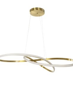 GLOBOSTAR® DEXTER 60920 Μοντέρνο Κρεμαστό Φωτιστικό Οροφής LED 120W 13440lm 300° AC 220-240V IP20 Ρυθμιζόμενο Λευκό CCT με Χειριστήριο από 2700K έως 6000K Dimmable – Lumileds SMD Chip – Χρυσό Βούρτσας – Μ103 x Π103 x Υ30cm – 3 Χρόνια Εγγύηση