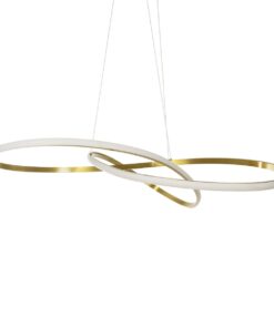 GLOBOSTAR® DEXTER 60920 Μοντέρνο Κρεμαστό Φωτιστικό Οροφής LED 120W 13440lm 300° AC 220-240V IP20 Ρυθμιζόμενο Λευκό CCT με Χειριστήριο από 2700K έως 6000K Dimmable – Lumileds SMD Chip – Χρυσό Βούρτσας – Μ103 x Π103 x Υ30cm – 3 Χρόνια Εγγύηση