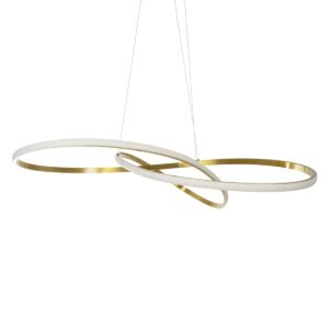 GLOBOSTAR® DEXTER 60920 Μοντέρνο Κρεμαστό Φωτιστικό Οροφής LED 120W 13440lm 300° AC 220-240V IP20 Ρυθμιζόμενο Λευκό CCT με Χειριστήριο από 2700K έως 6000K Dimmable – Lumileds SMD Chip – Χρυσό Βούρτσας – Μ103 x Π103 x Υ30cm – 3 Χρόνια Εγγύηση