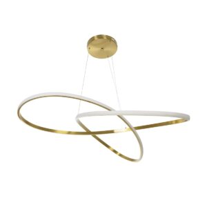 GLOBOSTAR® DEXTER 60920 Μοντέρνο Κρεμαστό Φωτιστικό Οροφής LED 120W 13440lm 300° AC 220-240V IP20 Ρυθμιζόμενο Λευκό CCT με Χειριστήριο από 2700K έως 6000K Dimmable – Lumileds SMD Chip – Χρυσό Βούρτσας – Μ103 x Π103 x Υ30cm – 3 Χρόνια Εγγύηση