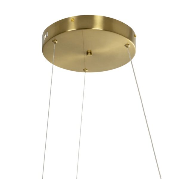 GLOBOSTAR® DEXTER 60920 Μοντέρνο Κρεμαστό Φωτιστικό Οροφής LED 120W 13440lm 300° AC 220-240V IP20 Ρυθμιζόμενο Λευκό CCT με Χειριστήριο από 2700K έως 6000K Dimmable – Lumileds SMD Chip – Χρυσό Βούρτσας – Μ103 x Π103 x Υ30cm – 3 Χρόνια Εγγύηση