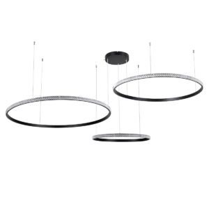 GLOBOSTAR® DIAMOND TRIO 61146 Μοντέρνο Κρεμαστό Φωτιστικό Οροφής LED 150W 18379lm 360° AC 220-240V IP20 Ρυθμιζόμενο Λευκό CCT με Χειριστήριο από 2700K έως 6000K Dimmable – Lumileds SMD Chip – Μαυρό Ματ – Μ170 x Π170 x Υ60cm – 3 Χρόνια Εγγύηση