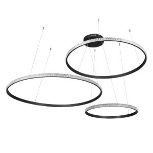 GLOBOSTAR® DIAMOND TRIO 61146 Μοντέρνο Κρεμαστό Φωτιστικό Οροφής LED 150W 18379lm 360° AC 220-240V IP20 Ρυθμιζόμενο Λευκό CCT με Χειριστήριο από 2700K έως 6000K Dimmable – Lumileds SMD Chip – Μαυρό Ματ – Μ170 x Π170 x Υ60cm – 3 Χρόνια Εγγύηση