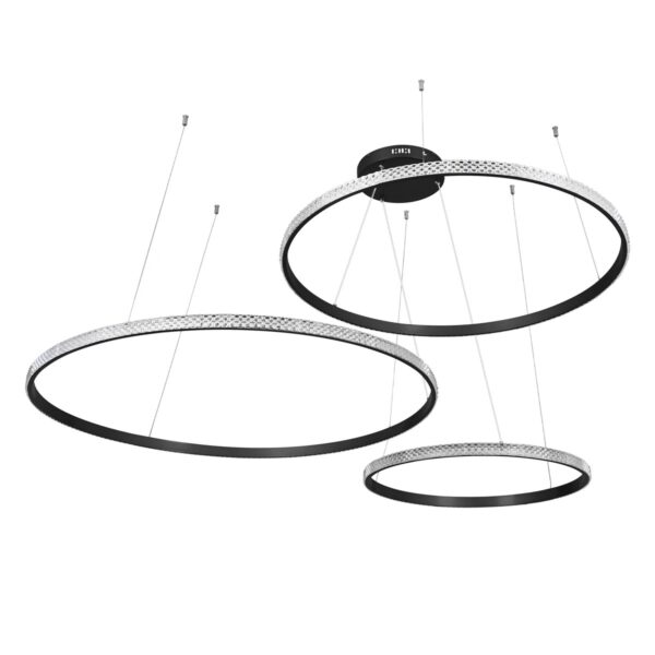 GLOBOSTAR® DIAMOND TRIO 61146 Μοντέρνο Κρεμαστό Φωτιστικό Οροφής LED 150W 18379lm 360° AC 220-240V IP20 Ρυθμιζόμενο Λευκό CCT με Χειριστήριο από 2700K έως 6000K Dimmable – Lumileds SMD Chip – Μαυρό Ματ – Μ170 x Π170 x Υ60cm – 3 Χρόνια Εγγύηση