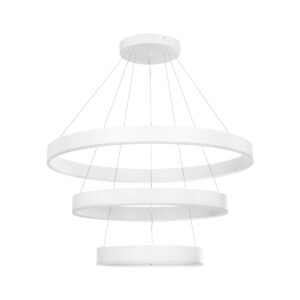 kelvo® VENOM 61189 Μοντέρνο Κρεμαστό Φωτιστικό Οροφής LED 120W 14158lm 120° AC 220-240V IP20 Ρυθμιζόμενο Λευκό CCT με Χειριστήριο από 2700K έως 6000K Dimmable – Lumileds SMD Chip – Λευκό Ματ – Μ80 x Π80 x Υ60cm – 3 Χρόνια Εγγύηση