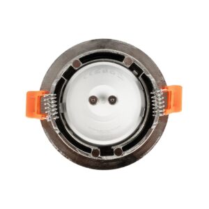 GLOBOSTAR® LAMDA 61317 Χωνευτή Στρόγγυλη Βάση Σποτ Οροφής/Μπάνιου για Λάμπα MR16/GU10 Αδιάβροχο IP65 – Νίκελ Βούρτσας Αλουμίνιο & Λευκό Γυαλί – Φ8.5 x Υ3.5cm / Q7.5cm