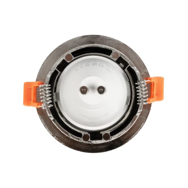 GLOBOSTAR® LAMDA 61317 Χωνευτή Στρόγγυλη Βάση Σποτ Οροφής/Μπάνιου για Λάμπα MR16/GU10 Αδιάβροχο IP65 – Νίκελ Βούρτσας Αλουμίνιο & Λευκό Γυαλί – Φ8.5 x Υ3.5cm / Q7.5cm