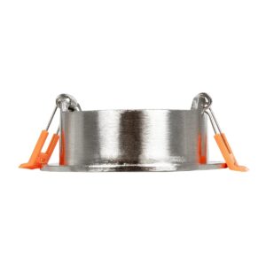 GLOBOSTAR® LAMDA 61317 Χωνευτή Στρόγγυλη Βάση Σποτ Οροφής/Μπάνιου για Λάμπα MR16/GU10 Αδιάβροχο IP65 – Νίκελ Βούρτσας Αλουμίνιο & Λευκό Γυαλί – Φ8.5 x Υ3.5cm / Q7.5cm