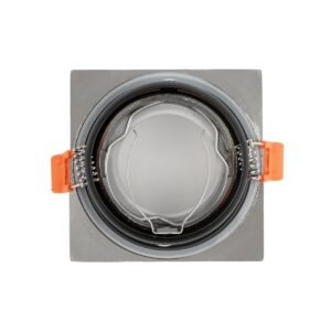 GLOBOSTAR® EPSILON 61318 Χωνευτή Τετράγωνη Βάση Σποτ Οροφής/Μπάνιου για Λάμπα MR16/GU10 Αδιάβροχο IP65 – Νίκελ Βούρτσας Αλουμίνιο & Λευκό Γυαλί – Φ8.5 x Υ4.4cm / Q7.5 x 7.5cm