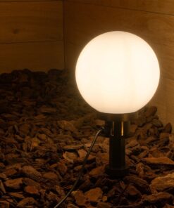 GLOBOSTAR® AGROS 61593 Φωτιστικό Κήπου / Καρφωτό με Ντουί 1 x E27 AC 220-240V Αδιάβροχο IP65 – Λευκό & Μάυρο – Μ20 x Π20 x Υ54cm