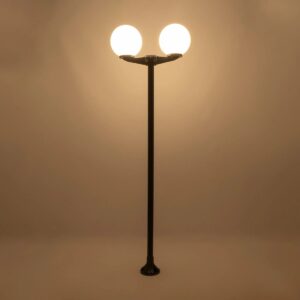 GLOBOSTAR® AGROS 61598 Φωτιστικό Κολωνάκι Κήπου με Ντουί 2 x E27 AC 220-240V Αδιάβροχο IP65 – Λευκό & Μάυρο – Μ75 x Π30 x Υ240cm