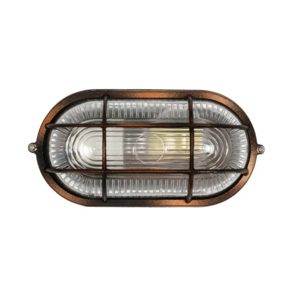GLOBOSTAR® BOATLIGHT 61622 Vintage Φωτιστικό Καραβοχελώνα Τοίχου – Απλίκα με Ντουί 1 x E27 AC 220-240V Αδιάβροχο IP65 – Χάλκινο Παλαιωμένο Εφέ Σκουριάς Ματ – Μ21 x Π10.4 x Υ9cm