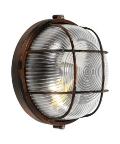 GLOBOSTAR® BOATLIGHT 61623 Vintage Φωτιστικό Καραβοχελώνα Τοίχου & Οροφής με Ντουί 1 x E27 AC 220-240V Αδιάβροχο IP65 – Χάλκινο Παλαιωμένο Εφέ Σκουριάς Ματ – Μ17.5 x Π17.5 x Υ9cm