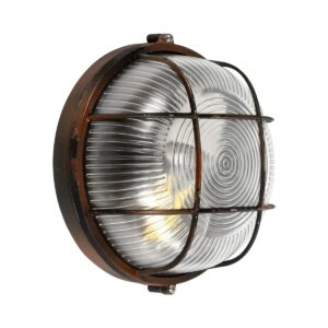 GLOBOSTAR® BOATLIGHT 61623 Vintage Φωτιστικό Καραβοχελώνα Τοίχου & Οροφής με Ντουί 1 x E27 AC 220-240V Αδιάβροχο IP65 – Χάλκινο Παλαιωμένο Εφέ Σκουριάς Ματ – Μ17.5 x Π17.5 x Υ9cm