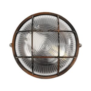 GLOBOSTAR® BOATLIGHT 61623 Vintage Φωτιστικό Καραβοχελώνα Τοίχου & Οροφής με Ντουί 1 x E27 AC 220-240V Αδιάβροχο IP65 – Χάλκινο Παλαιωμένο Εφέ Σκουριάς Ματ – Μ17.5 x Π17.5 x Υ9cm