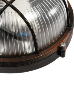 GLOBOSTAR® BOATLIGHT 61623 Vintage Φωτιστικό Καραβοχελώνα Τοίχου & Οροφής με Ντουί 1 x E27 AC 220-240V Αδιάβροχο IP65 – Χάλκινο Παλαιωμένο Εφέ Σκουριάς Ματ – Μ17.5 x Π17.5 x Υ9cm