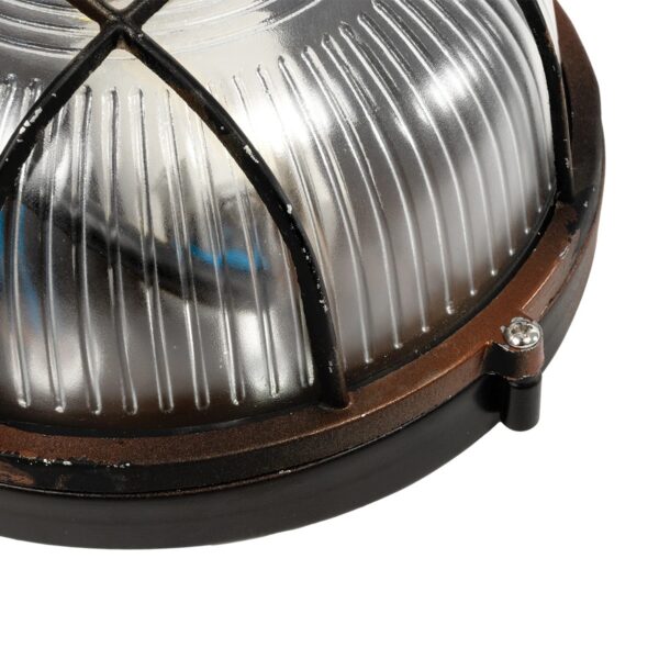 GLOBOSTAR® BOATLIGHT 61623 Vintage Φωτιστικό Καραβοχελώνα Τοίχου & Οροφής με Ντουί 1 x E27 AC 220-240V Αδιάβροχο IP65 – Χάλκινο Παλαιωμένο Εφέ Σκουριάς Ματ – Μ17.5 x Π17.5 x Υ9cm
